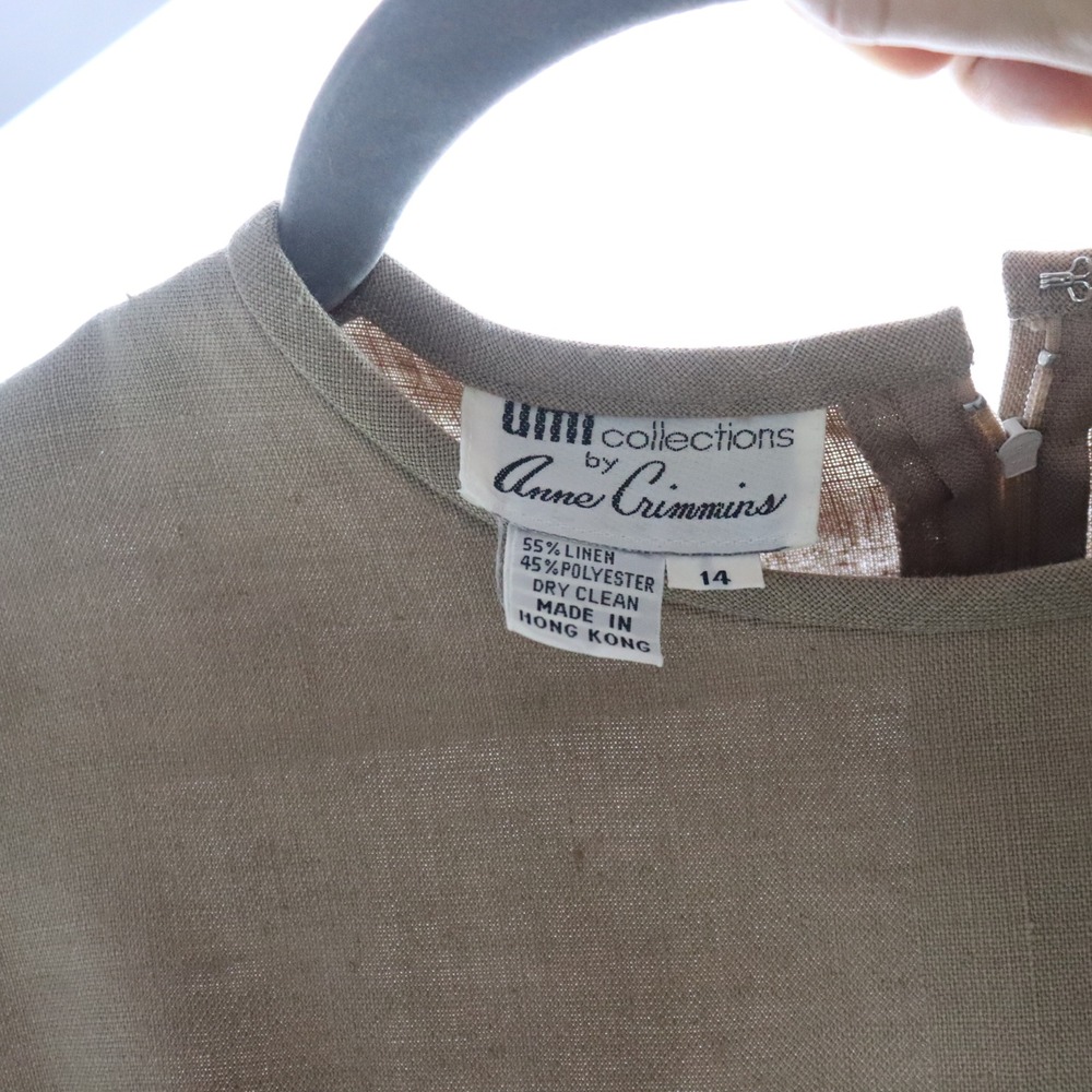Umi Collections by Anne Crimmins Midi Dress 14 Brown Womens Linen Blend AS IS - Picture 7 of 7